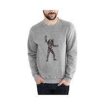 Predator City Hunter Baskılı Gri Erkek Örme Sweatshirt