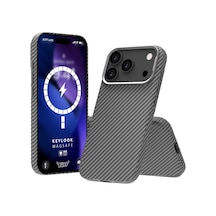 Apple iPhone Uyumlu 17 Pro İle Uyumlu Kablosuz Şarj Uyumlu Destekli Kevlook Kılıf Darbe Önleyici, Tam Koruma Gri