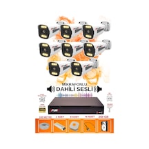 Fury 8 Li Sesli 6 Warm Led Gece Renkli Görüş Su Geçirmez Güvenlik Kamerası Seti 250gb