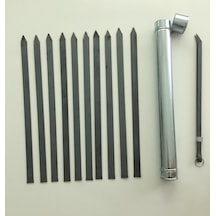 10 Adet Adana Kebap Beyti Şiş Boy:60Cm-En:2.5Cm -Şiş Kabı-Maşa