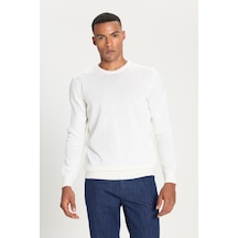 AC&Co / Altınyıldız Classics Erkek Ekru Standart Fit Normal Kesim Bisiklet Yaka Triko  Kazak Ekru