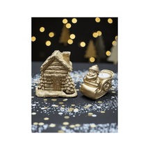 Yılbaşı Dekoratif Gold Kış Evi Ve Noel Baba Dekoratif Mumluk Kokulu