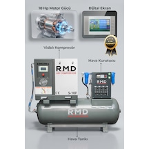 R.m.d Kompresör 10 Hp 500 Lt Depo Üstü Vidalı Hava Kompresör Seti Üıs-10f