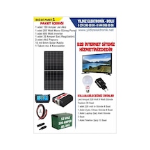 Solar Bağ Evi Paketi 1 - 205watt Panel - 100 Amper Jel Akü - 600watt İnverter