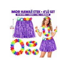 Luau - 901 - Aloha Hawaii Kolye Etek Taç Ve Bileklik - Csmo-tex - Seti Mor
