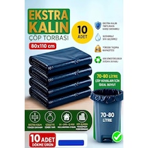 80x110 Cm Extra Kalın Siyah Endüstriyel Çöp Poşeti - 10 Adet / Ağır Hizmet Tipi