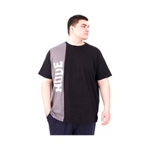Mode Xl Büyük Beden Erkek T-shirt Parçalı U25501 Siyah Siyah