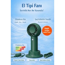 Jasper Sr-0034 Yeşil Taşınabilir Standlı Serinletici Fan 3 Hız Ayarlı , Typ-c Şarjlı Fan Masaüstü Fan Vantilatör 2w-5v/1