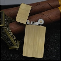 Kuboy Vintage Çakmak Benzinli Slim Çakmak Altın Renk Bronz