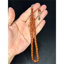 Çubuk Kehribar Tesbih Kahverengi Renk Kapsül Kesim 11mm X 7 Mm T-542