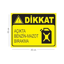 Metal Dikkat Açıkta Benzin Mazot Bırakma 2 20x30 Cm A4 Uyarı İş Güvenliği Levhası