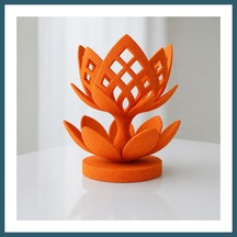Bezos 3d Baskı Lotus Çiçeği Mumluk - Dekoratif Tealight Mumluk-turuncu Ob