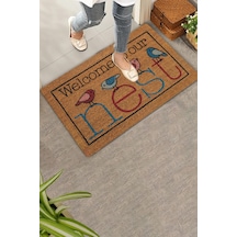 Valerine Life Yuvamıza Hoş Geldiniz Kuşlar Temalı Welcome Kapı Önü Paspası 45x70cm Kahverengi