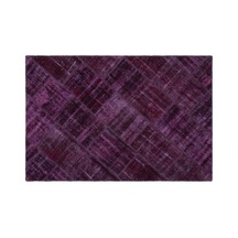 El Dokuması Patchwork Vintage Yün-pamuk Mor Halı 22347 120 X 180 Cm