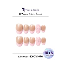 Kkov1620 Kısa Oval 15'li Tekrar Kullanılabilir El Yapımı Protez Takma Tırnak M
