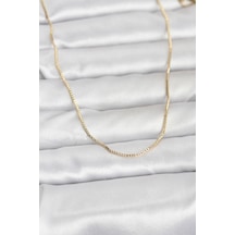 Cm 14k Gold Renk İnce Kare Zincirli Model 60 Cm Kadın Kolye Karışık Renk