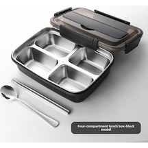 Yifomall 304 Paslanmaz Çelik 4 Bölmeli Termos Yemek Kutusu - Uzun Süre Isı Saklama - Öğrenci Ve Ofis Çalışanı İçin Siyah 2824 Diğer
