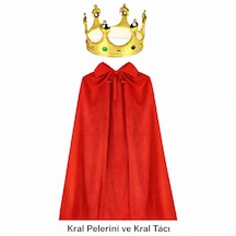 90 - 226 - Cm Kral Pelerini Ve Altın Kral - Aconcept - Tacı Seti