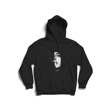 Sigaralı Kadın Baskılı Kapüşonlu Sweatshirt Siyah