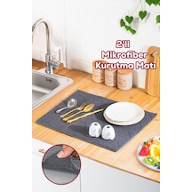 Porsima 3139-3 2li Mikrofiber Tezgah Üstü Kurutma Matı Kurulama Bezi Süper Emici Bulaşıklık Antrasit Antrasit