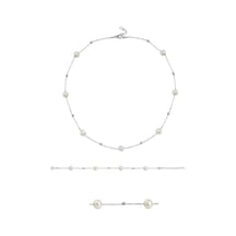 Brezza Lusso Jewelry Special Hakiki İnci Kadın Gümüş Kolye Bileklik İnci Set