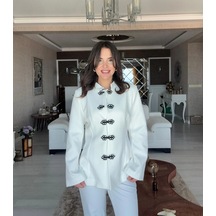 Flora Düğme Detaylı Napolyon Ceket Pantolon Takım - Beyaz Beyaz Flora Düğme Detaylı Napolyon Ceket Pantolon Takım - Beyaz Beyaz