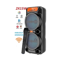 30w Kablosuz Mikrofonlu Karaoke Hoparlör Şarjlı Taşınabilir Bluetooth Speaker
