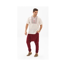 Kısa Kol Şile Bezi Bisiklet Yaka Bahriyeli Erkek T-Shirt Krem Krm