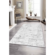 Gri Vintage Kaymaz Tabanlı Makinede Yıkanabilir Halı Es01n11
