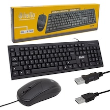 Hello HL-4740 Kablolu Klavye Mouse Set Siyah (İthalatçı Garantili)