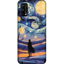 Realme 7 Pro Uyumlu Güneş Sistemi, Gece Ve İnsan Desenli Silikon Kılıf