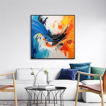 Yağlı Boya Dokulu Tablo Renkli Soyut Siyah Çerçeveli U08095-179096