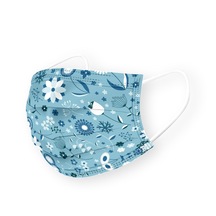 Maske Tek Kullanımlık Yetişkin için Flora Desenli 50 Adet Mavi