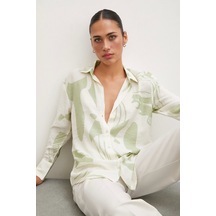 Never More V Yaka Modal Gömlek Yeşil