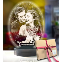 Kişiye Özel Oval Fotoğraflı 3d Model Led Gece Lamba
