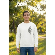 Sevgililer Günü Baskılı Oversize Bisiklet Yaka Sweatshirt - Beyaz