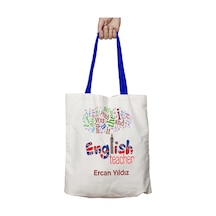 Art Hediye Mavi Kulplu Kişiye Özel English Teacher London Yıkanabilir Omuz Çanta Çok Renkli