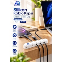 Apollobell Acp06-020 Ab 5 Yuvalı Bilgisayar Kablo Klipsi Ve Silikon Kablo Tutucu Düzenleyici.