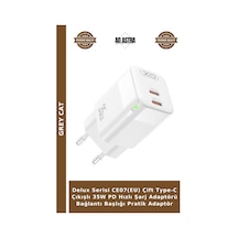 Delux Serisi Ce07 Eu Çift Type-c Çıkışlı 35w Pd Hızlı Şarj Adaptörü Bağlantı Başlığı Pratik Adaptör