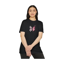 Freedom Storee Kadın Bisiklet Yaka Baskılı T-shirt - Siyah Çok Renkli