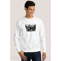 Kpop Group K Pop Koreli Muzik Baskılı Beyaz Erkek Örme Sweatshirt