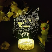Szypzstore Tokya Ghonl Anime 3d Erkek Için Gece Lambası 16 Renk Kız Odası Dekor Illusion Led Lamba Usb Manga Ken Kaneki Şekil Uygun Çocuklar Hayranlar Yılbaşı Hediyeleri T4rluo Renkli