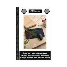 Özel Seri Tuş Takımı Masa Düzeni Masaüstü Set Kablosuz Klavye Mouse Seti Tmk09 Siyah