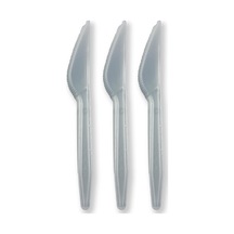 Sert Kalın Plastik Bıçak 1. Kalite Lüks Şeffaf Bıçak 300 Adet Şeffaf