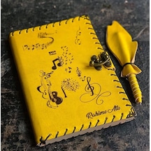 Müzik Öğretmenine Hediye İsme Özel Deri Defter