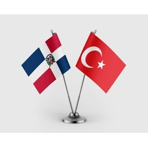 Dominik Cumhuriyeti Ve Türkiye Bayrağı İkili Saten Masa Bayrağı Takımı Diğer