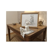 Modern Minimalist Oturan Kadın Heykel Biblo Pla Organik Malzeme Beyaz