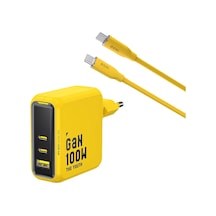 3 Portlu Şarj Adaptörü 100w Şarj Cihazı Gan Hızlı Şarj Istasyonu Sarı