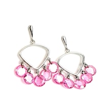 Italyan Tasarımı Gümüş Pembe Zirkon Taşlı Trend Küpe