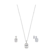 Oya Silver Minimal Baget Kesim Zirkon Taşlı Gümüş Kolye Küpe Seti Oysy272